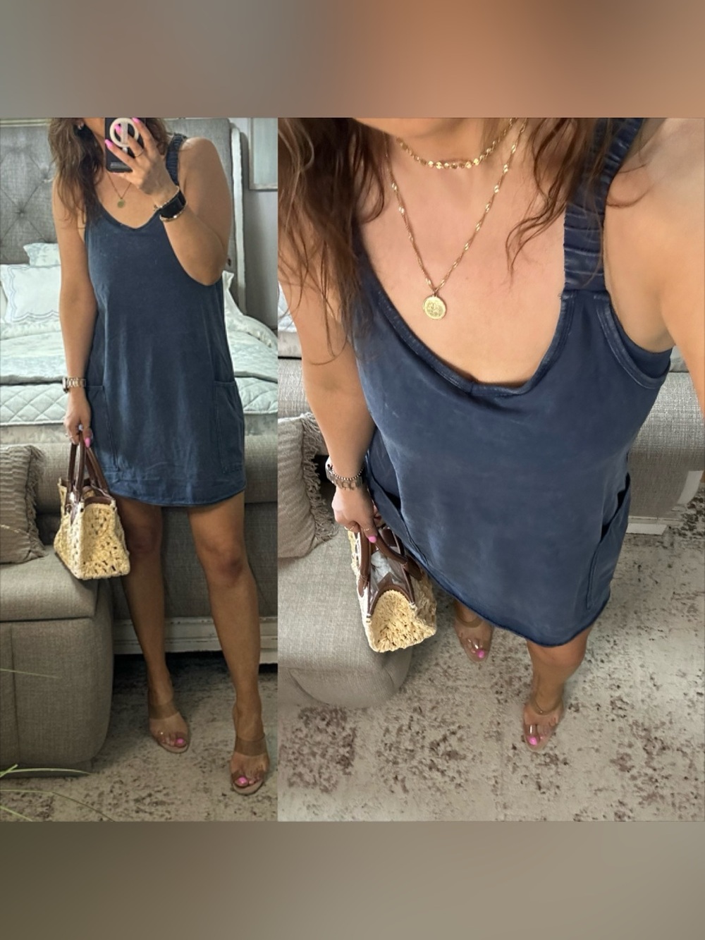 New💙 Vintage Midnight Stroll Romper Dress